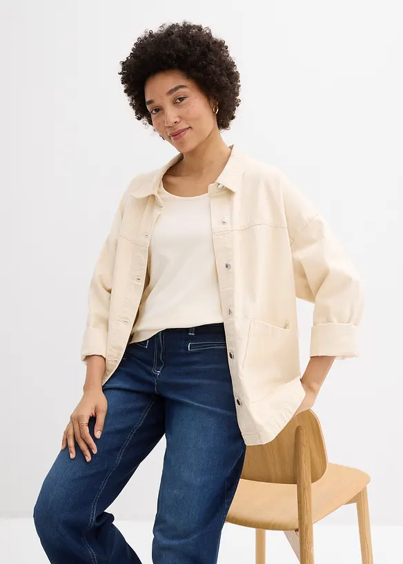 Topp i formstabil jersey i 100% &oslash;kologisk bomull med 3/4-lange ermer, bonprix