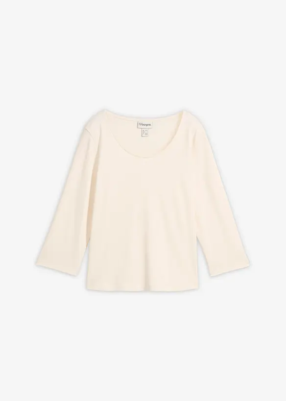 Topp i formstabil jersey i 100% &oslash;kologisk bomull med 3/4-lange ermer, bonprix