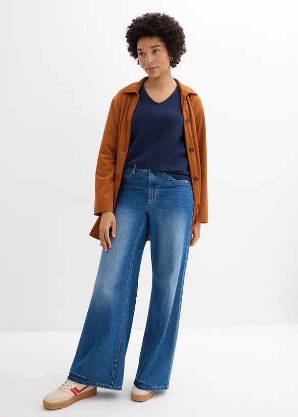 Topp i formstabil jersey i 100% &oslash;kologisk bomull med 3/4-lange ermer, bonprix