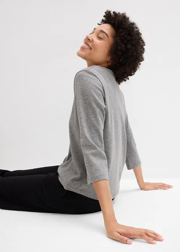 Topp i formstabil jersey i 100% &oslash;kologisk bomull med 3/4-lange ermer, bonprix