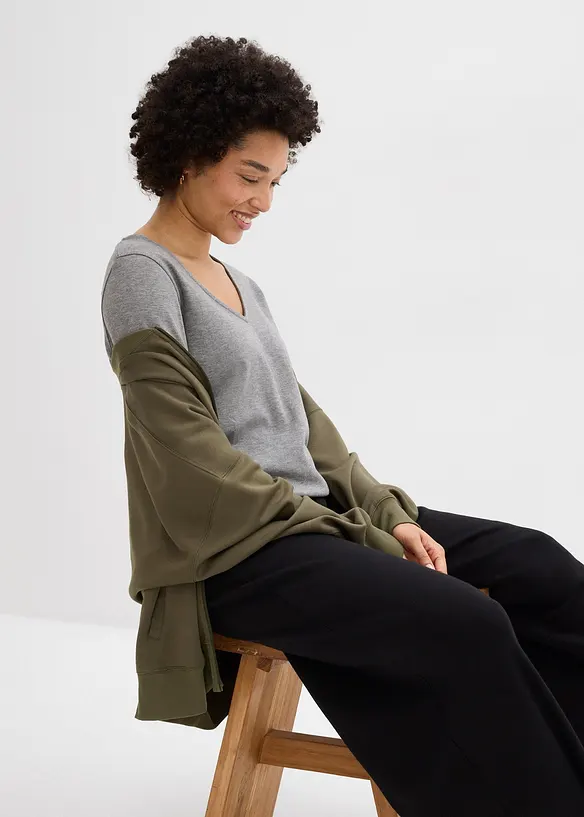 Topp i formstabil jersey i 100% &oslash;kologisk bomull med 3/4-lange ermer, bonprix