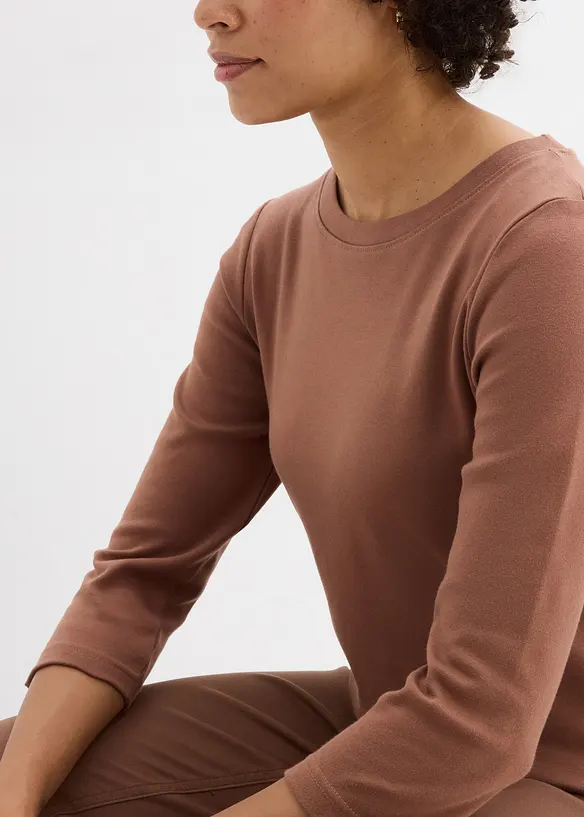Topp i formstabil jersey med &oslash;kologisk bomull (3-pack), bonprix
