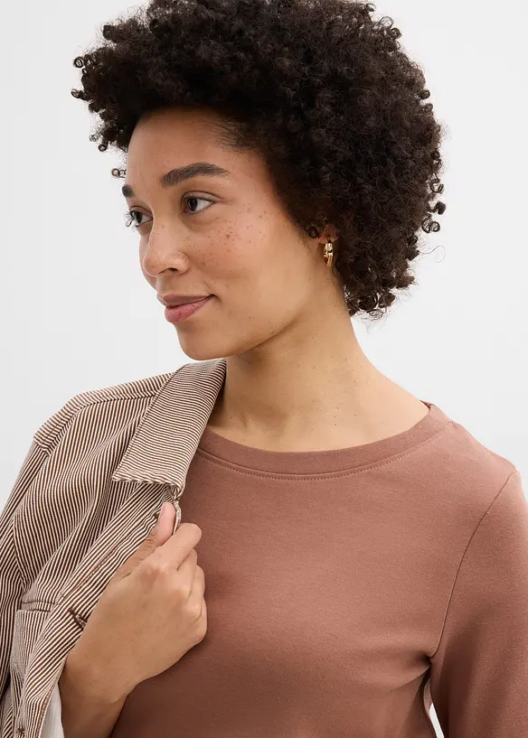 Topp i formstabil jersey med &oslash;kologisk bomull (3-pack), bonprix