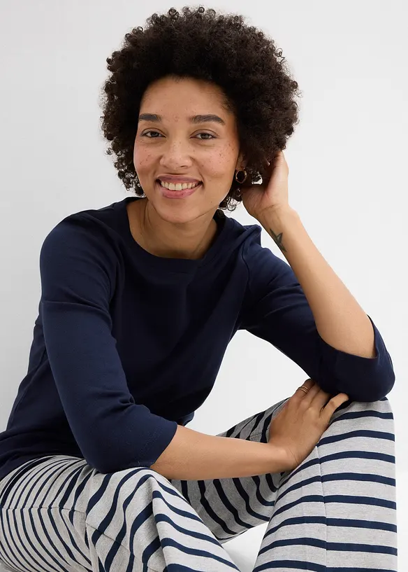 Topp i formstabil jersey med &oslash;kologisk bomull (3-pack), bonprix