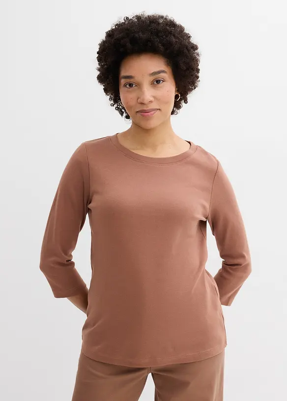 Topp i formstabil jersey med &oslash;kologisk bomull (3-pack), bonprix