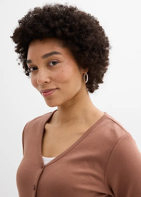 Cardigan i formstabil jersey i 100% &oslash;kologisk bomull, bonprix