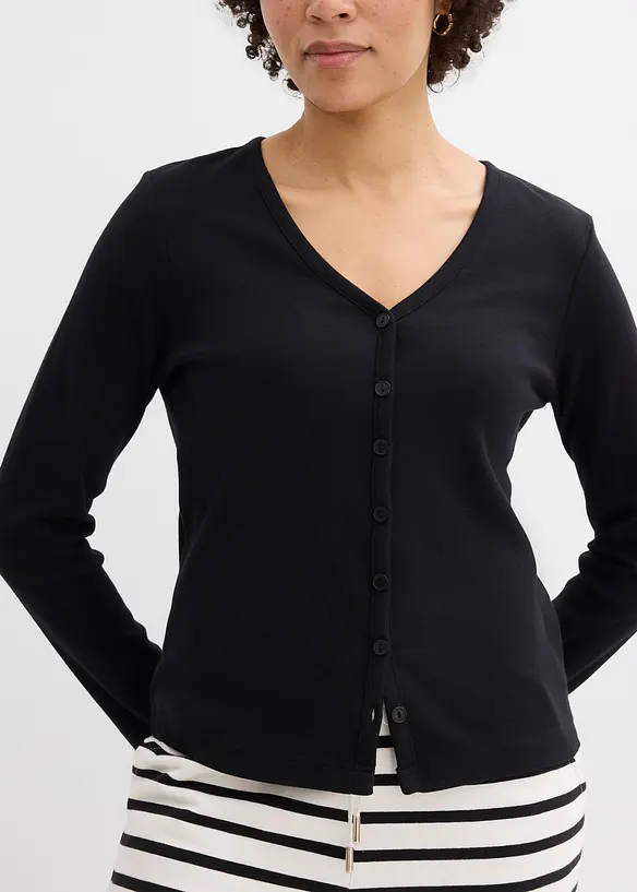 Cardigan i formstabil jersey i 100% &oslash;kologisk bomull, bonprix