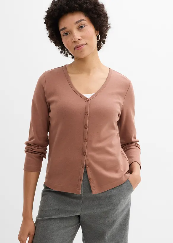 Cardigan i formstabil jersey i 100% &oslash;kologisk bomull, bonprix