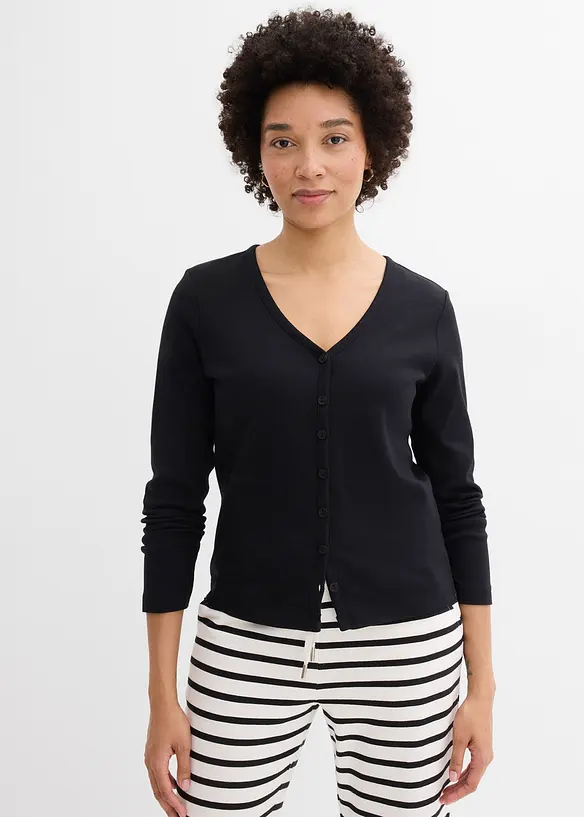 Cardigan i formstabil jersey i 100% &oslash;kologisk bomull, bonprix