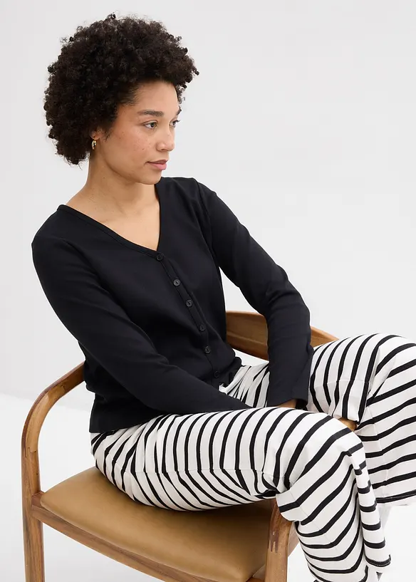 Cardigan i formstabil jersey i 100% &oslash;kologisk bomull, bonprix