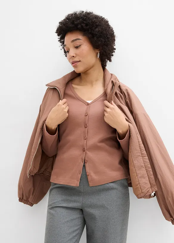 Cardigan i formstabil jersey i 100% &oslash;kologisk bomull, bonprix