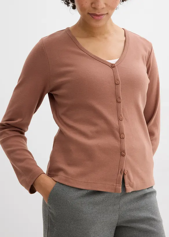 Cardigan i formstabil jersey i 100% &oslash;kologisk bomull, bonprix