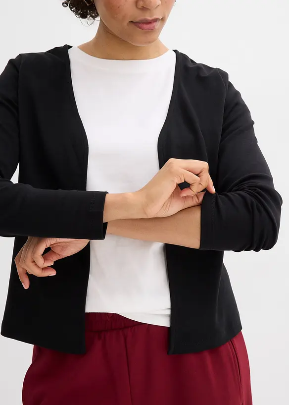 Cardigan i formstabil jersey i 100% &oslash;kologisk bomull, bonprix