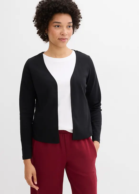 Cardigan i formstabil jersey i 100% &oslash;kologisk bomull, bonprix