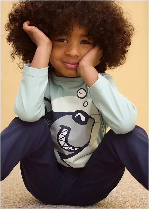 Langermet topp i 100% &oslash;kologisk bomull (2-pack), bonprix