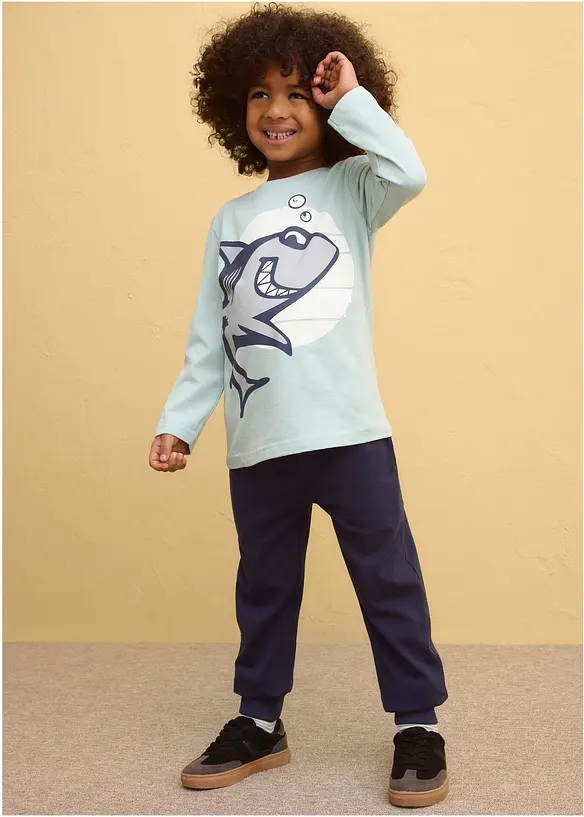 Langermet topp i 100% &oslash;kologisk bomull (2-pack), bonprix