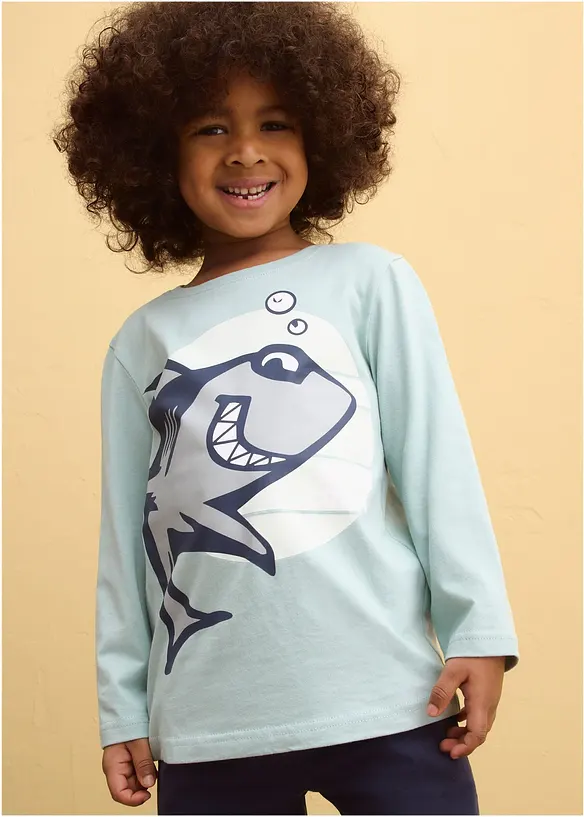 Langermet topp i 100% &oslash;kologisk bomull (2-pack), bonprix