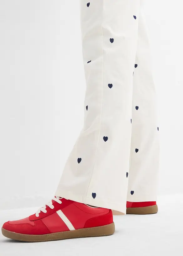 Twillbukse med broderi, bonprix