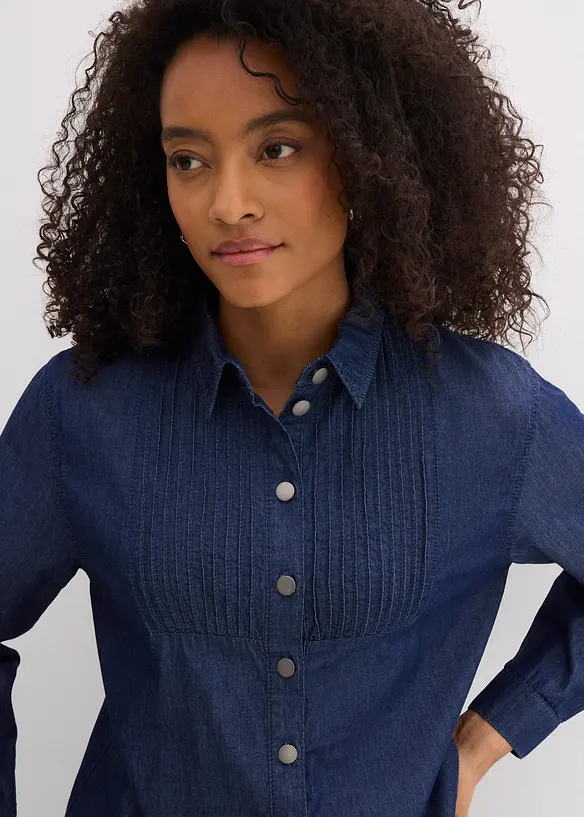 Jeansbluse, oversized av &oslash;kologisk bomull, bonprix