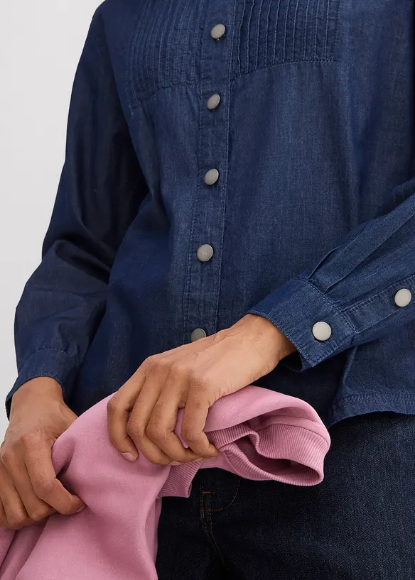 Jeansbluse, oversized av &oslash;kologisk bomull, bonprix