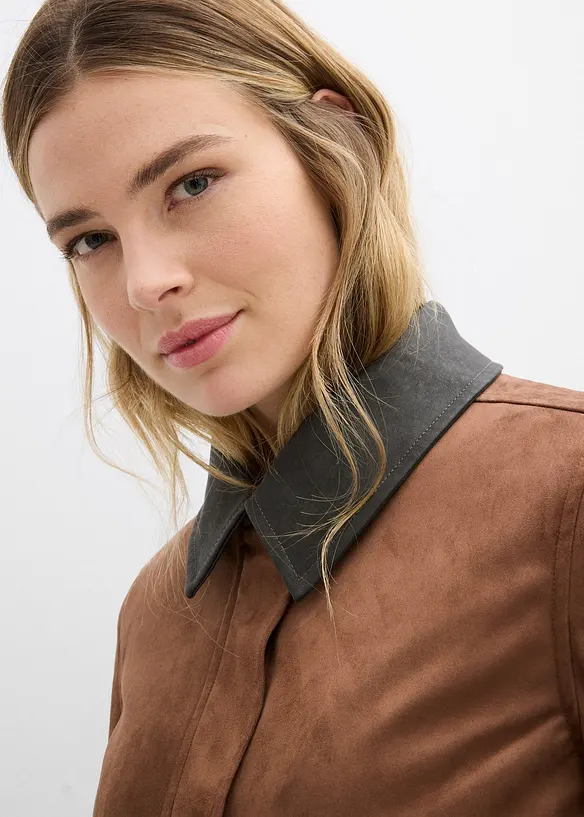 Jakke i imitert, semsket skinn, bonprix