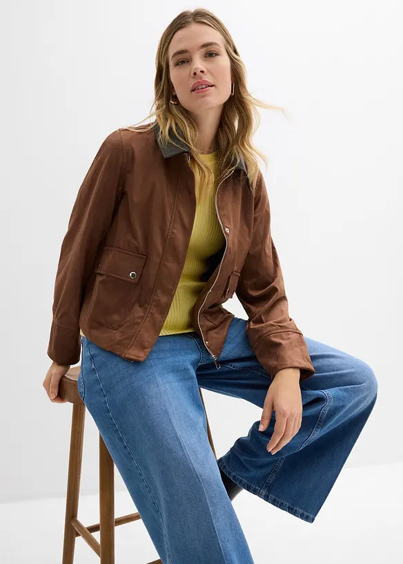 Jakke i imitert, semsket skinn, bonprix