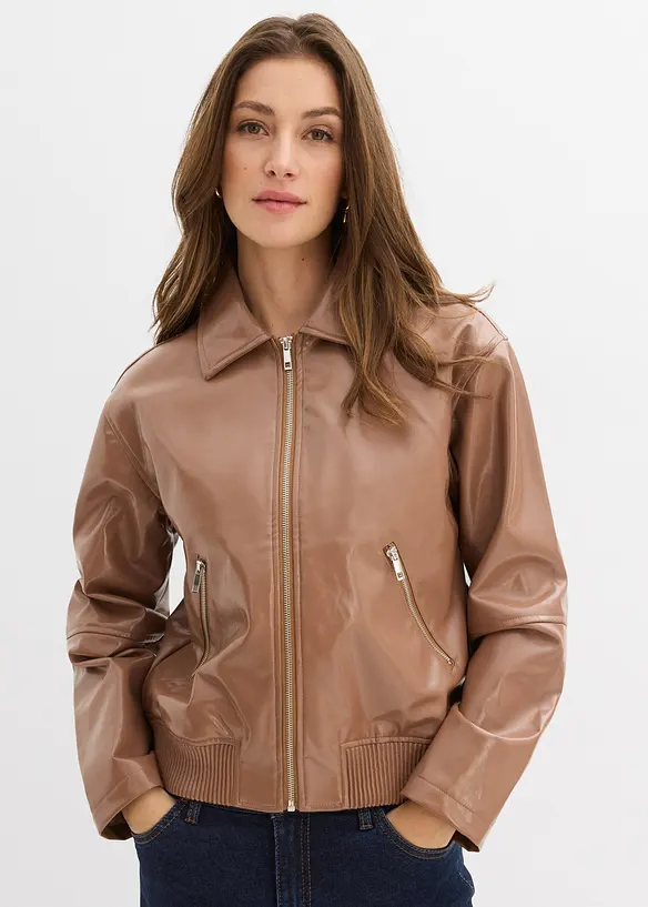 Kort jakke i imitert skinn, bonprix