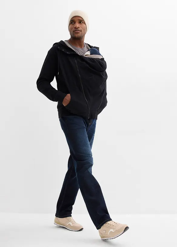 2i1-b&aelig;rejakke med hette i myk bomullstrikot til herre, bonprix