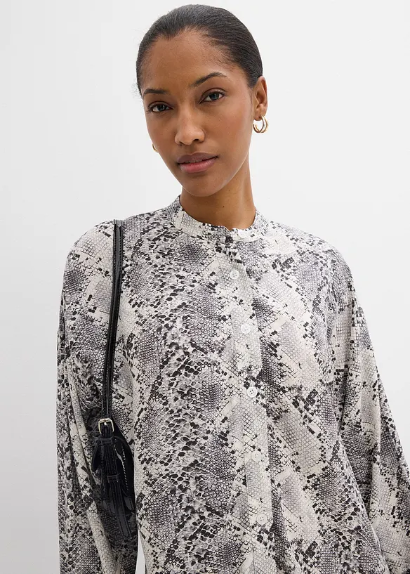 Ledig skjortekjole av fin viskose, bonprix