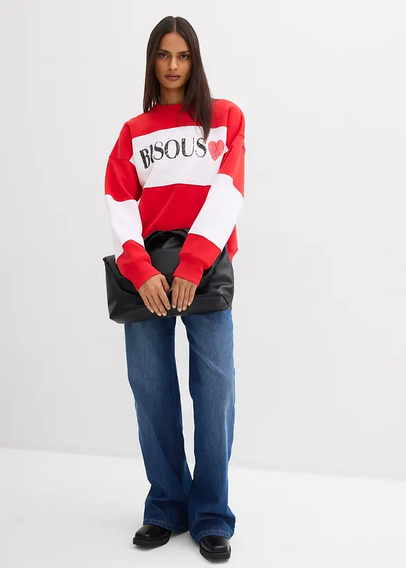 Oversized sweatshirt i myk bomullsmiks, bonprix