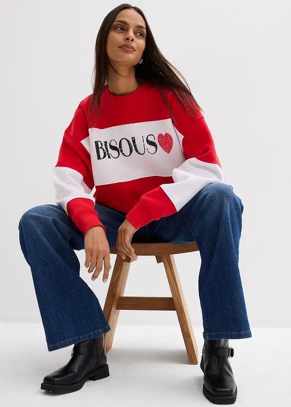 Oversized sweatshirt i myk bomullsmiks, bonprix