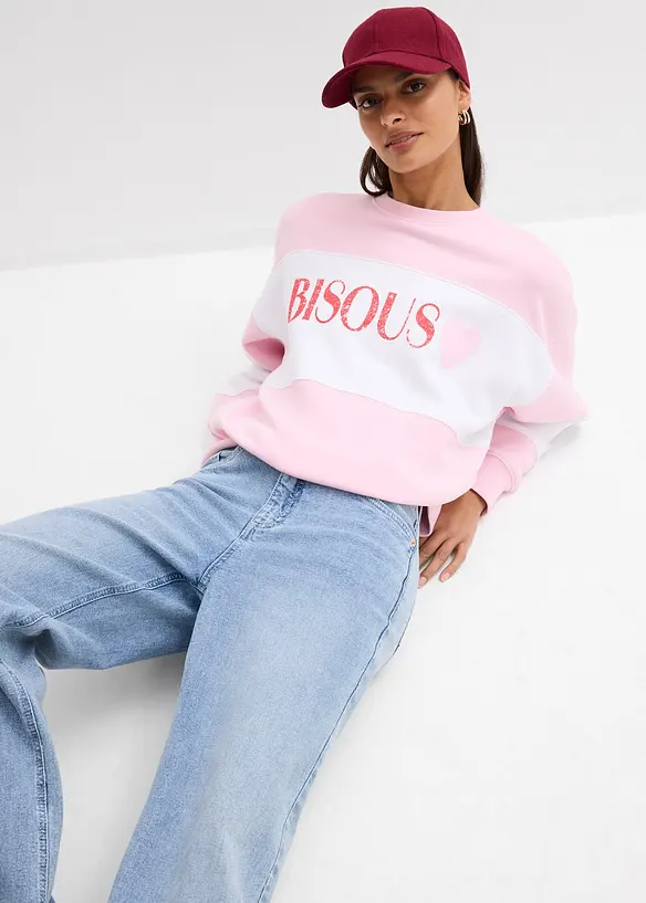 Oversized sweatshirt i myk bomullsmiks, bonprix