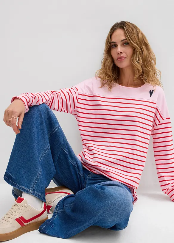 Langermet topp i 100% &oslash;kologisk bomull, bonprix