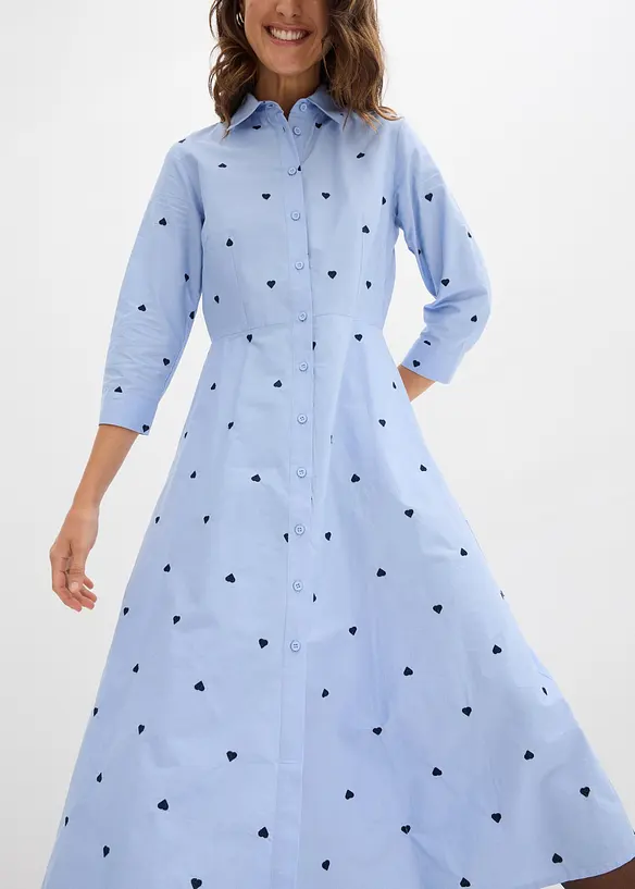 Skjortekjole i 100% &oslash;kologisk bomull, bonprix