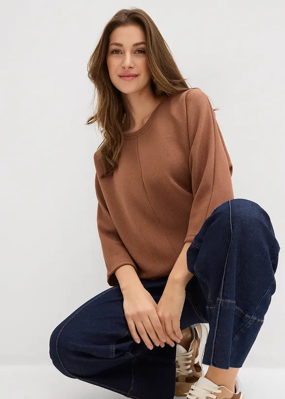 Sweatshirt i strukturmateriale, bonprix