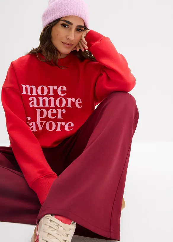 Oversized sweatshirt i bomullsmiks, bonprix