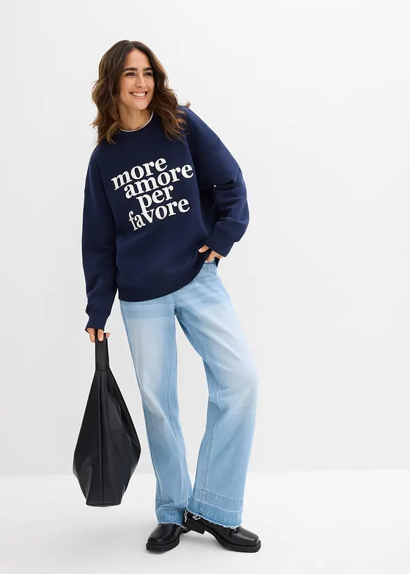 Oversized sweatshirt i bomullsmiks, bonprix