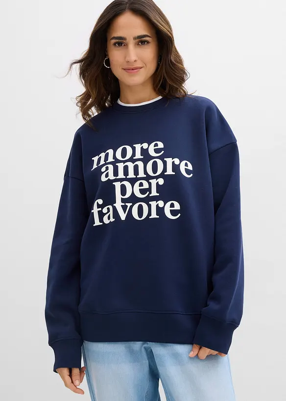 Oversized sweatshirt i bomullsmiks, bonprix