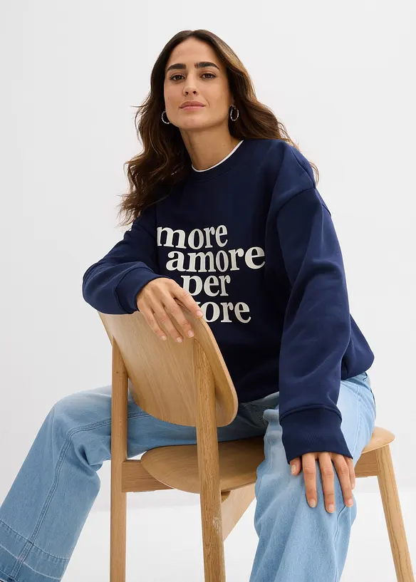 Oversized sweatshirt i bomullsmiks, bonprix