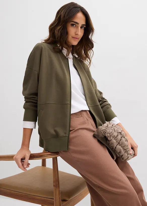 Oversized sweatjakke i scuba-materiale, bonprix