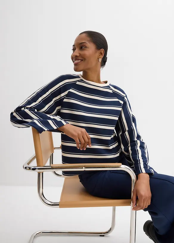 Langermet topp i formstabil jersey, bonprix