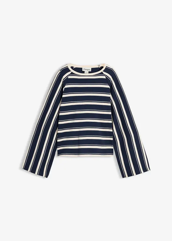 Langermet topp i formstabil jersey, bonprix