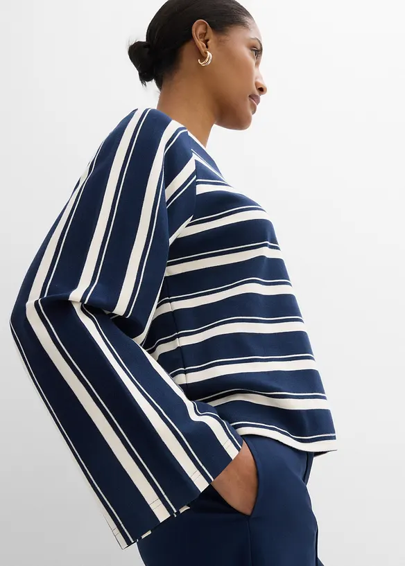 Langermet topp i formstabil jersey, bonprix