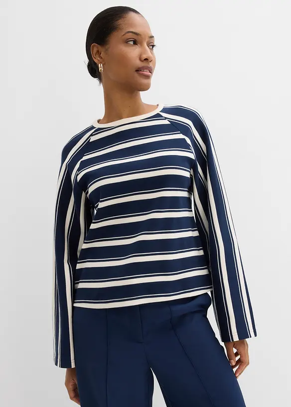 Langermet topp i formstabil jersey, bonprix