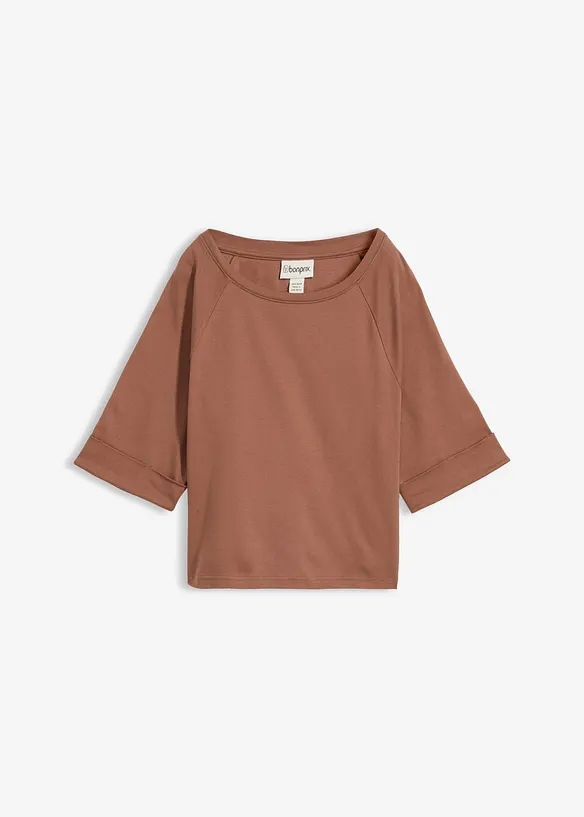 Topp i formstabil, &oslash;kologisk bomull med raglanermer, bonprix