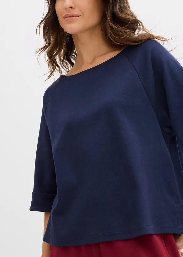 Topp i formstabil, &oslash;kologisk bomull med raglanermer, bonprix