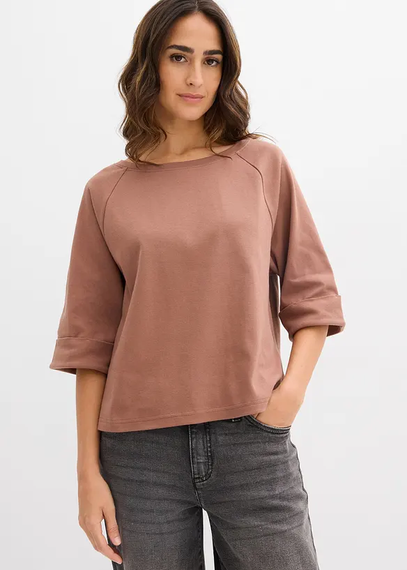 Topp i formstabil, &oslash;kologisk bomull med raglanermer, bonprix