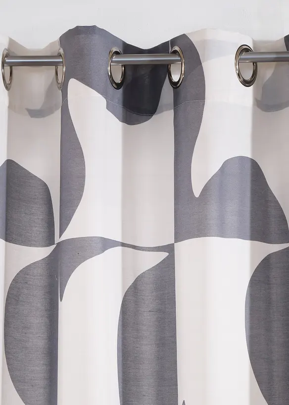 Gardin i resirkulert polyester med grafisk m&oslash;nster (1-pack), bonprix