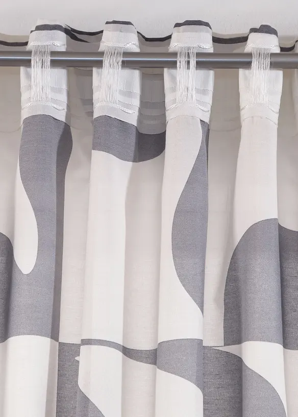 Gardin i resirkulert polyester med grafisk m&oslash;nster (1-pack), bonprix