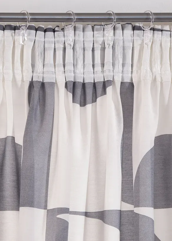 Gardin i resirkulert polyester med grafisk m&oslash;nster (1-pack), bonprix